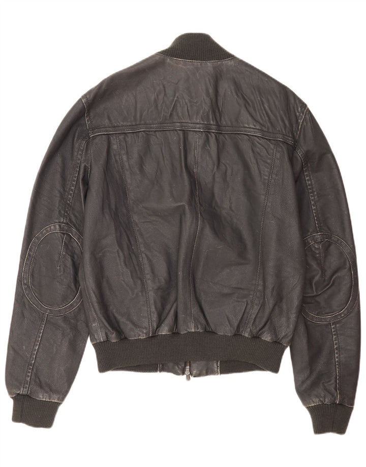 Giacca in pelle vintage da uomo IT 50 grande in pelle nera