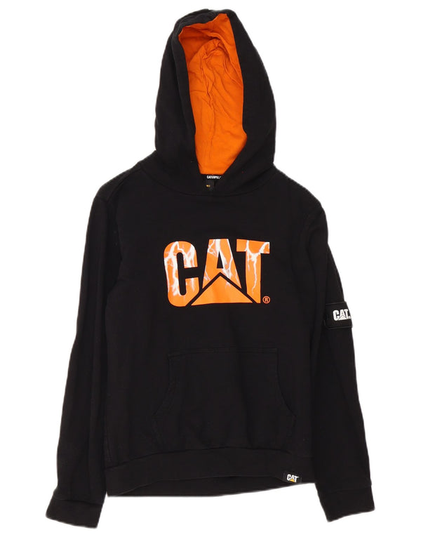 Maglione con cappuccio grafico per ragazzi CAT 9-10 anni in cotone nero