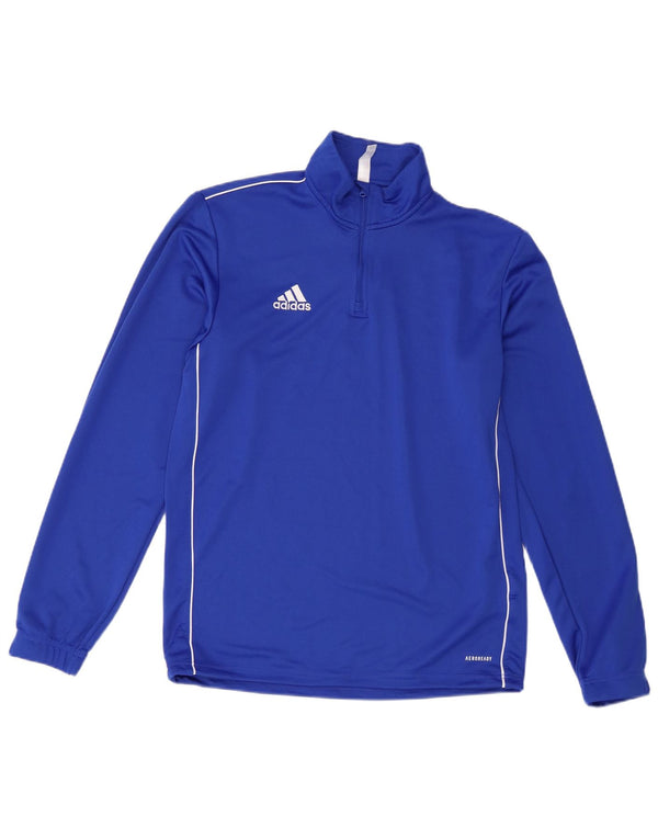 Adidas Uomo Aeroready Zip Collo Pullover Tuta Top Blu Medio Poliestere