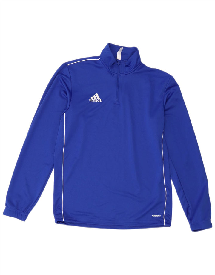 Adidas Uomo Aeroready Zip Collo Pullover Tuta Top Blu Medio Poliestere