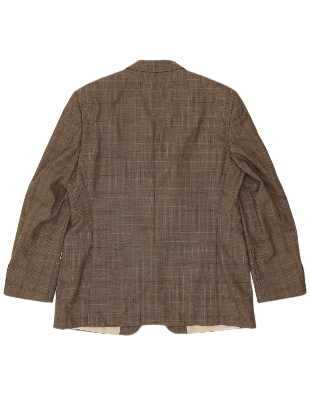 Giacca blazer da uomo a 3 bottoni Hugo Boss EU 56 3XL lana vergine a quadri marrone