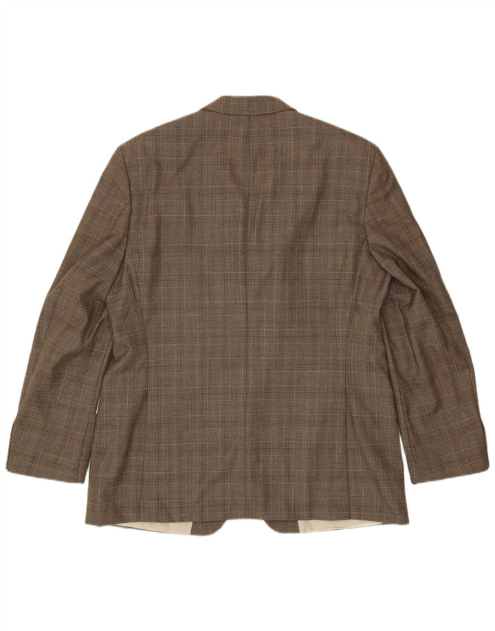 Giacca blazer da uomo a 3 bottoni Hugo Boss EU 56 3XL lana vergine a quadri marrone