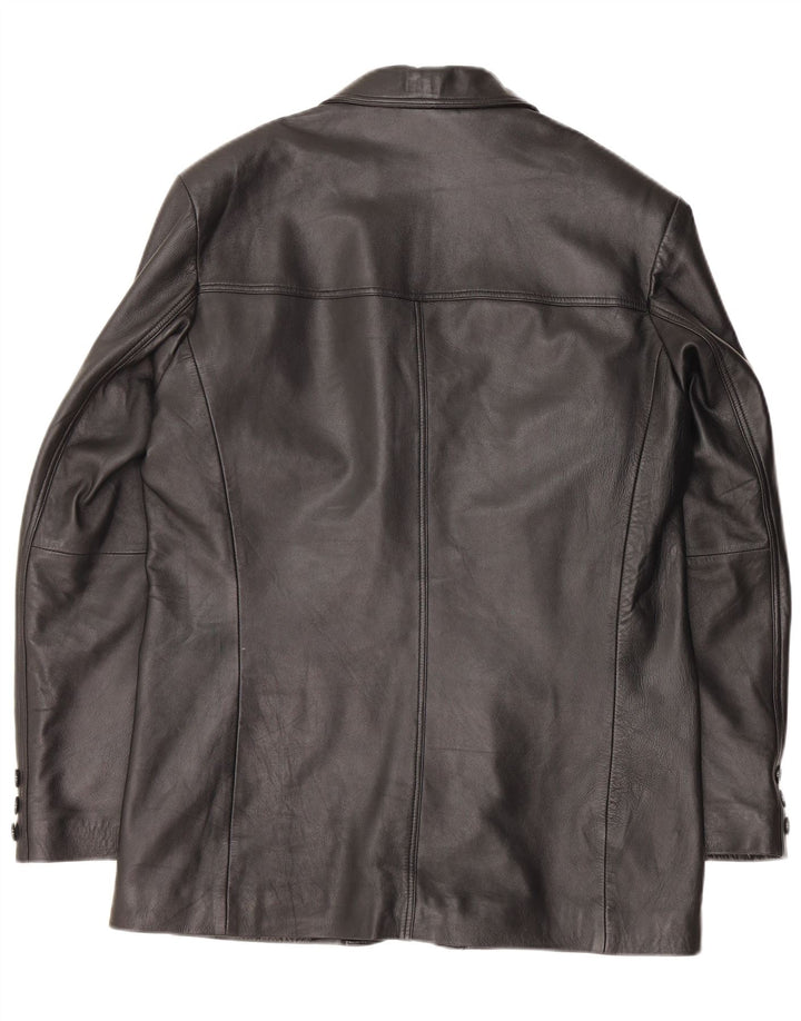 Giacca blazer in pelle da uomo a 3 bottoni ROUTE 66 UK 38 Pelle nera media