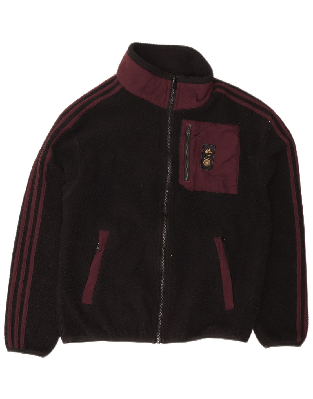 Giacca in pile da uomo Adidas UK 36 Small Nero Colourblock Poliestere