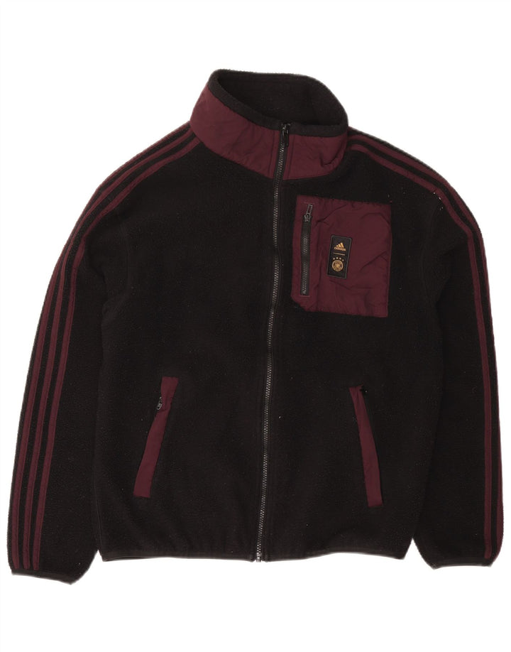 Giacca in pile da uomo Adidas UK 36 Small Nero Colourblock Poliestere
