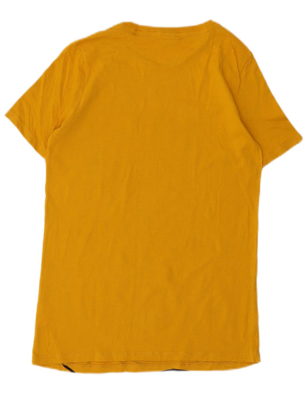 BENETTON T-shirt grafica da donna con topolino UK 6 XS cotone giallo