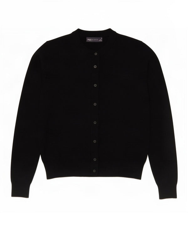 Maglione cardigan corto da donna Marks & Spencer UK 10 piccolo in viscosa nera