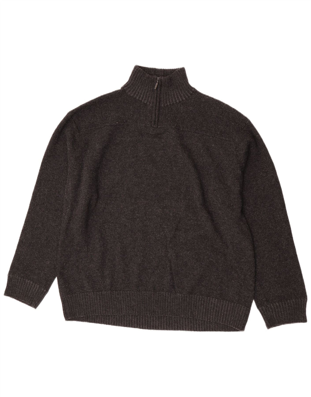 Maglione da uomo Marks & Spencer con zip e collo XL in lana d'agnello grigia