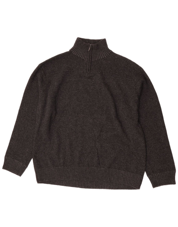 Marks & Spencer Mens Zip Neck Jumper Sweater XL Grey Lambswool