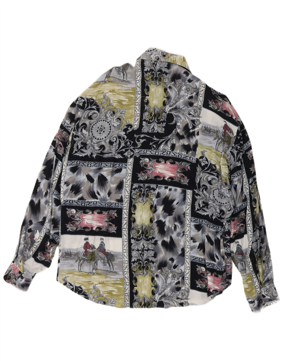 CRIVER Mens Abstract Pattern Shirt Large Grey Viscose