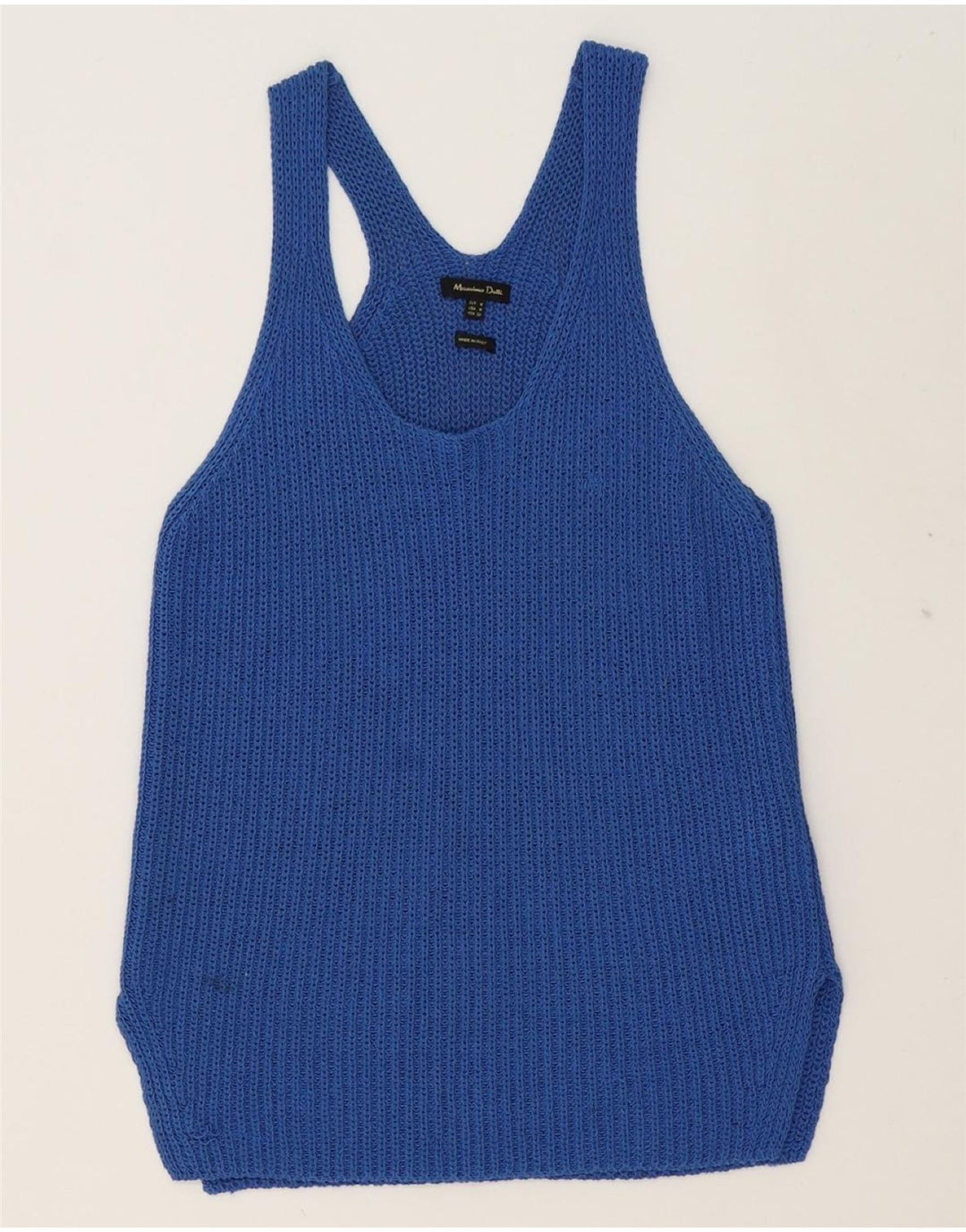 MASSIMO DUTTI Womens Knit Vest Top UK 14 Medium Blue Cotton Vintage Massimo Dutti and Second-Hand Massimo Dutti from Messina Hembry 