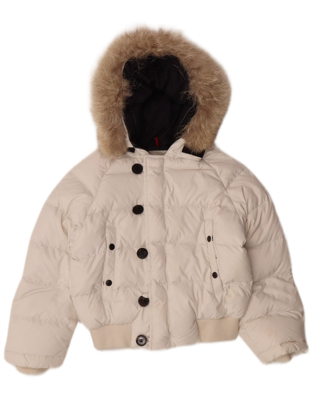MONCLER Piumino Bambina con Cappuccio 5-6 Anni Nylon Bianco