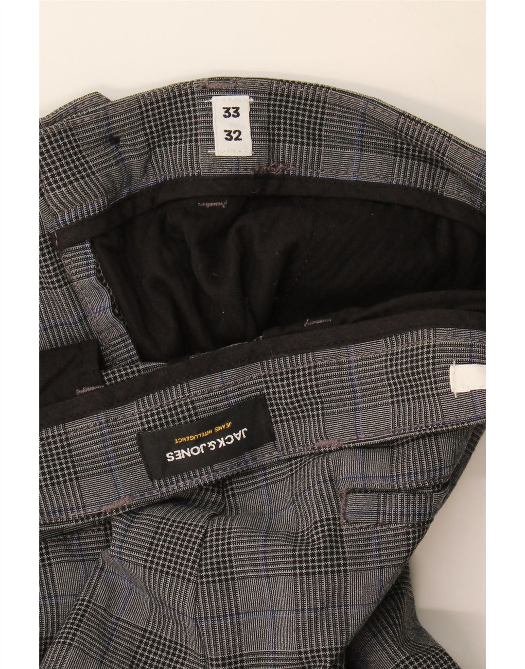 Pantaloni da abito slim da uomo Jack & Jones W33 L32 a quadri grigi
