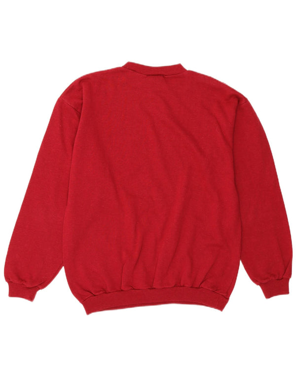 Felpa grafica da donna VINTAGE Maglione UK 14 Cotone medio bordeaux