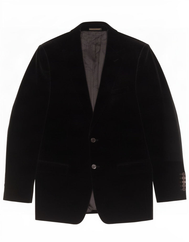 Giacca blazer in velluto da uomo a 2 bottoni Zara EU 50 cotone nero medio