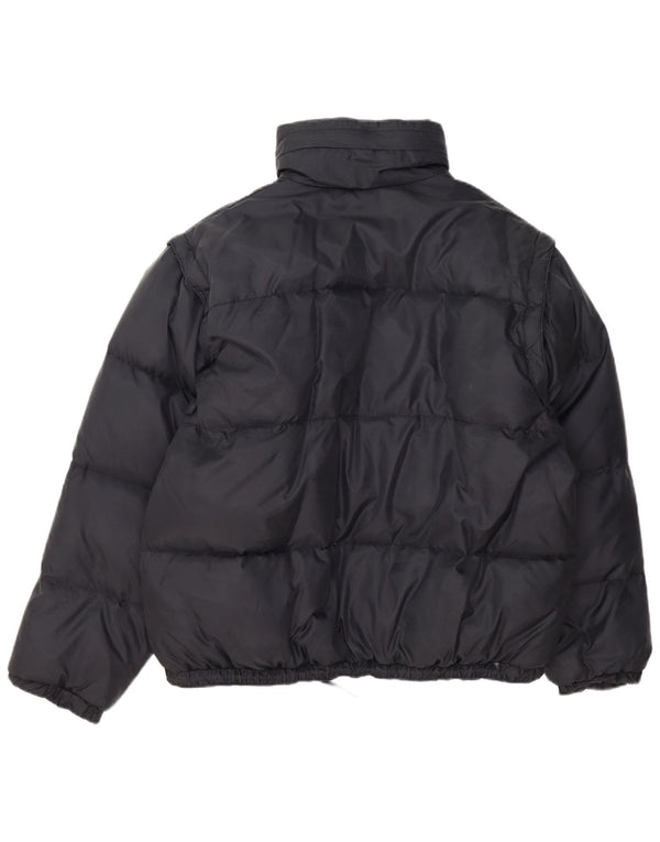 Giacca imbottita con cappuccio da uomo vintage UK 40 grande nylon nero