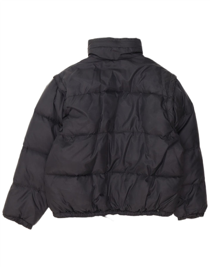 Giacca imbottita con cappuccio da uomo vintage UK 40 grande nylon nero