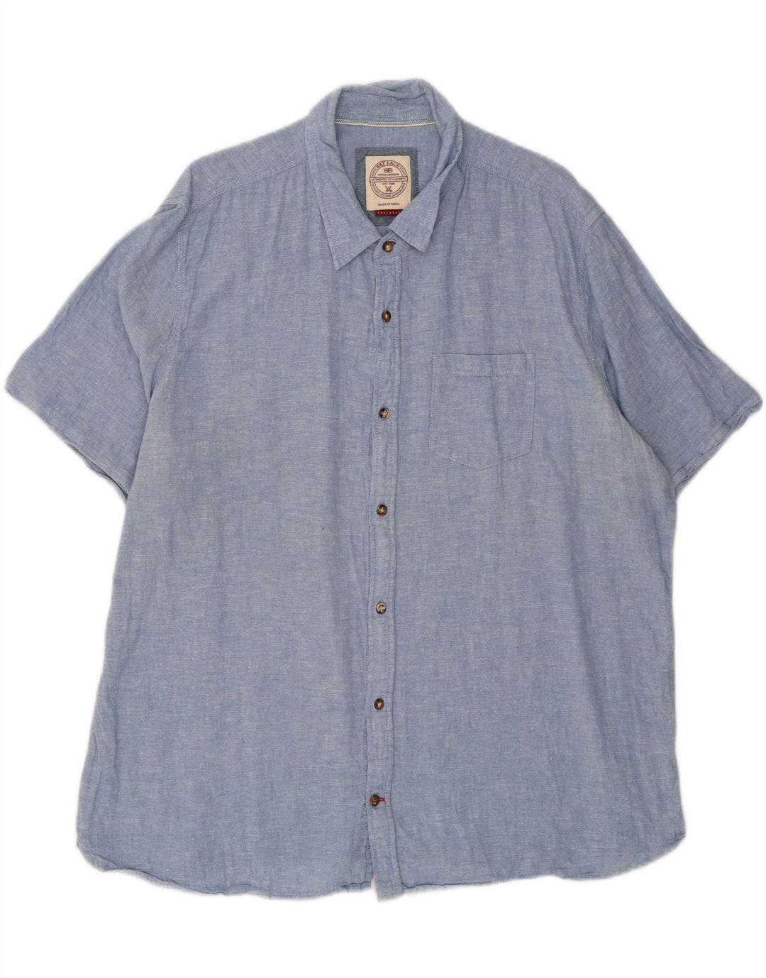 FAT FACE Mens Short Sleeve Shirt 3XL Blue Linen Vintage Fat Face and Second-Hand Fat Face from Messina Hembry 