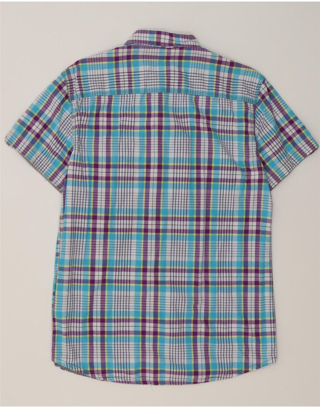 JACK & JONES Camicia a maniche corte da uomo in cotone a quadri blu medio