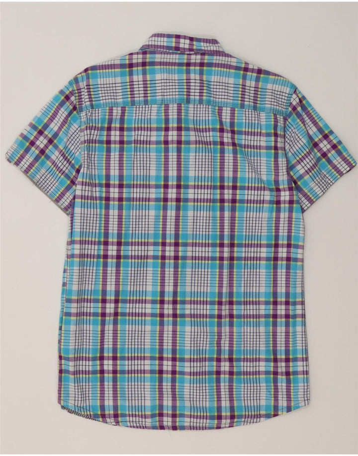 JACK & JONES Camicia a maniche corte da uomo in cotone a quadri blu medio