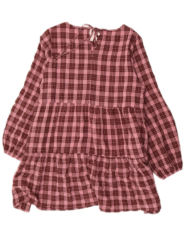Abito a strati a maniche lunghe da donna Oasis UK 16 Poliestere a quadri rosa grande