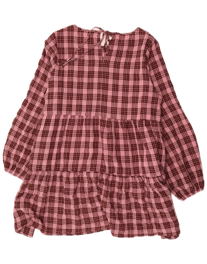 Abito a strati a maniche lunghe da donna Oasis UK 16 Poliestere a quadri rosa grande