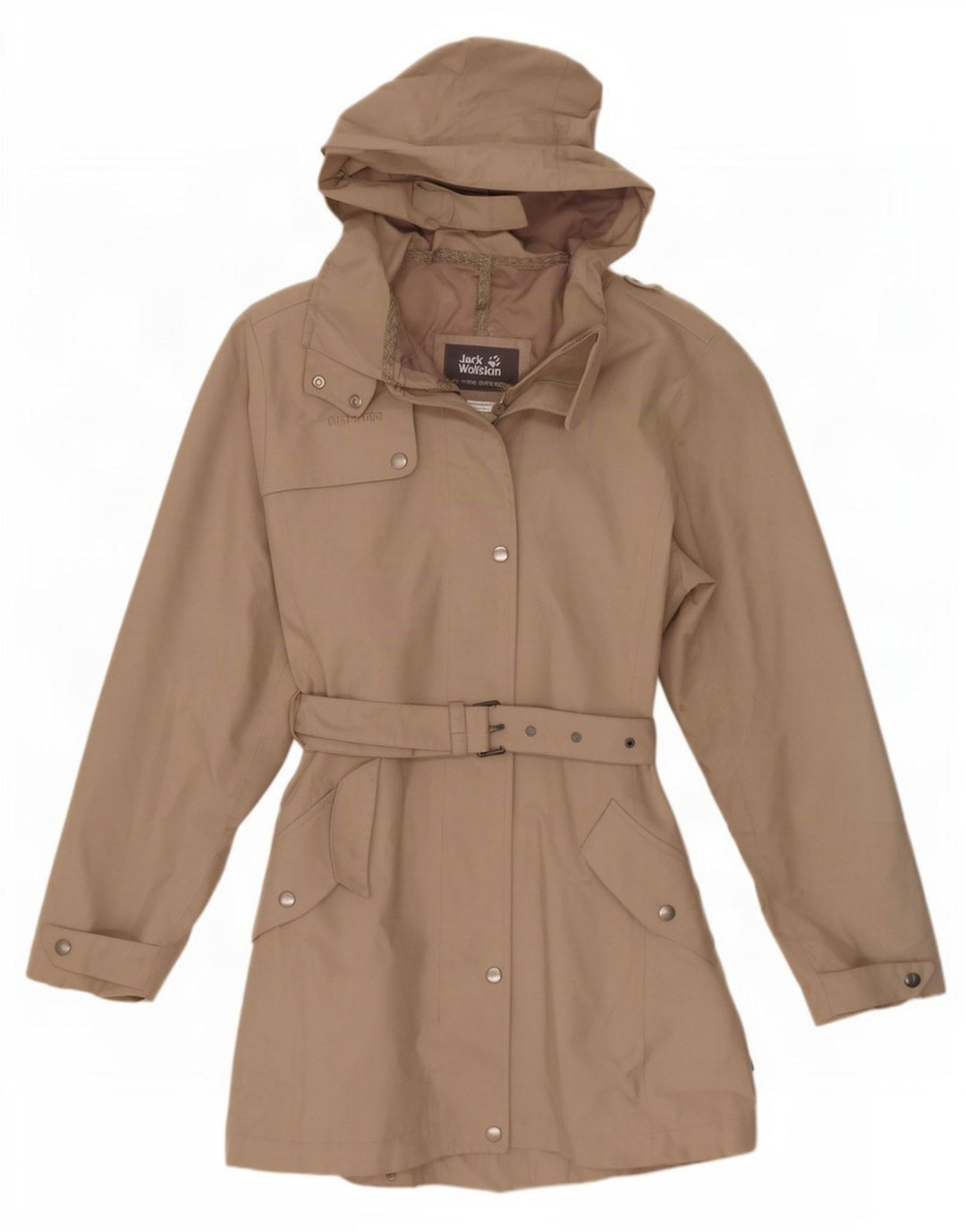 Trench con cappuccio da donna Jack Wolfskin UK 8/10 piccolo poliestere beige