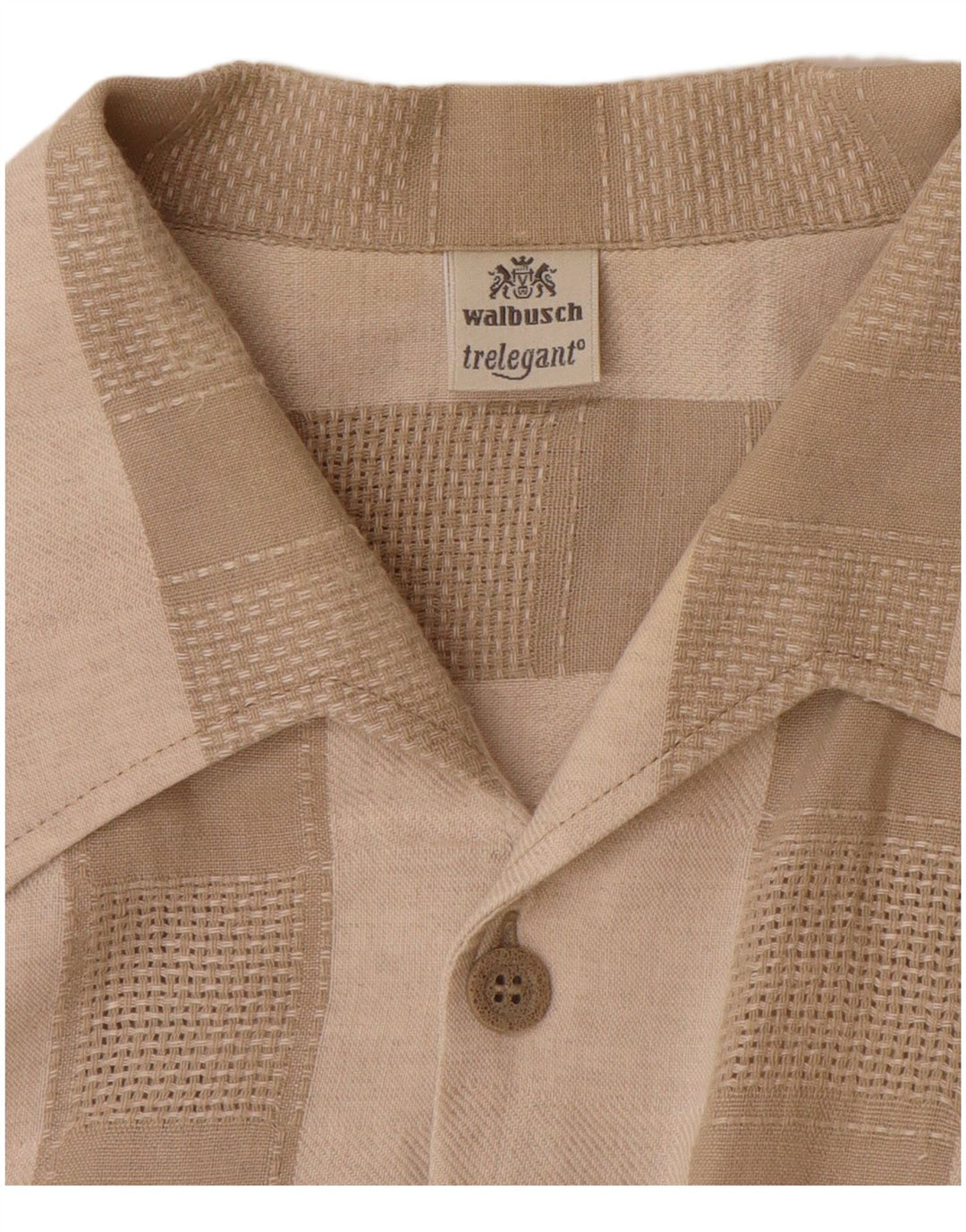 Camicia a maniche corte da uomo WALBUSCH taglia 39/40 Lino a righe beige medio