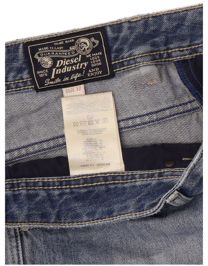 Pantaloncini di jeans invecchiati da uomo Diesel W32 cotone blu medio