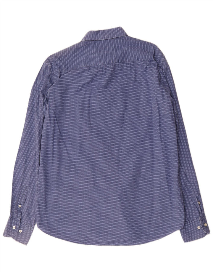 Camicia da uomo slim fit Massimo Dutti, cotone a pois grandi blu