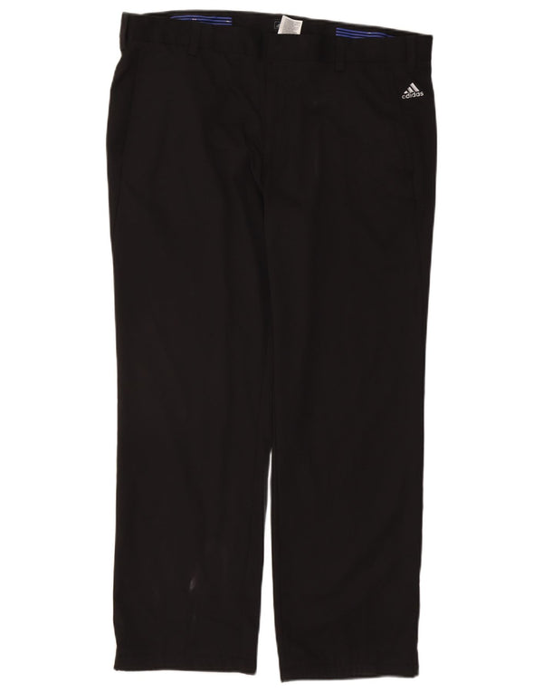 Adidas Mens Straight Chino Trousers W38 L29 Black Polyester