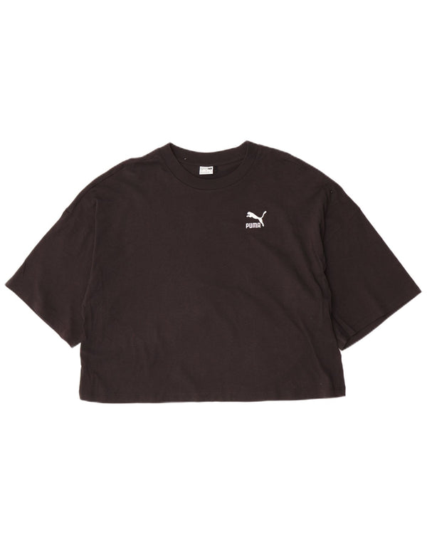 T-shirt corta da donna Puma UK 16 grande cotone nero