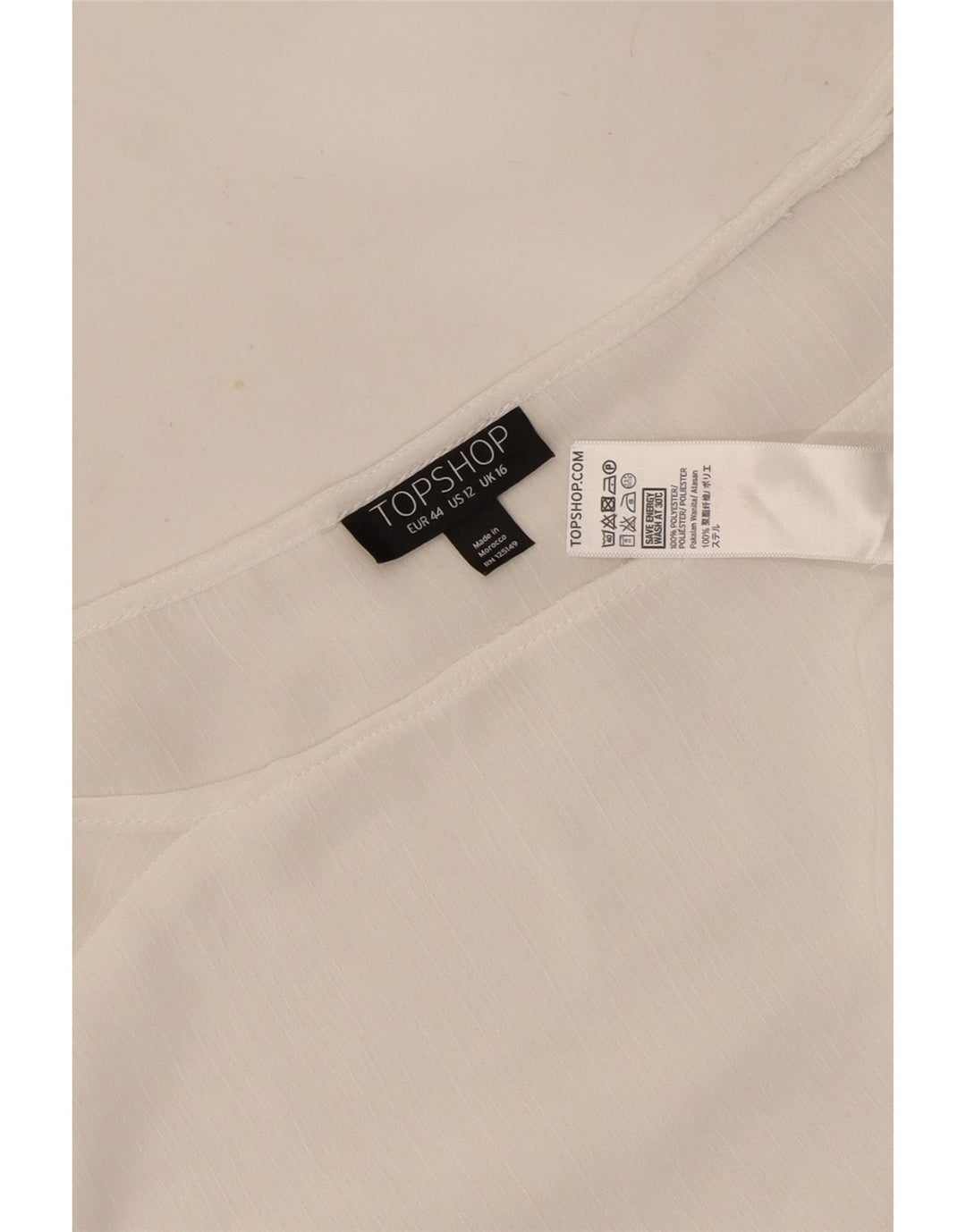 Topshop Camicetta a maniche lunghe da donna Top UK 16 Large Poliestere bianco