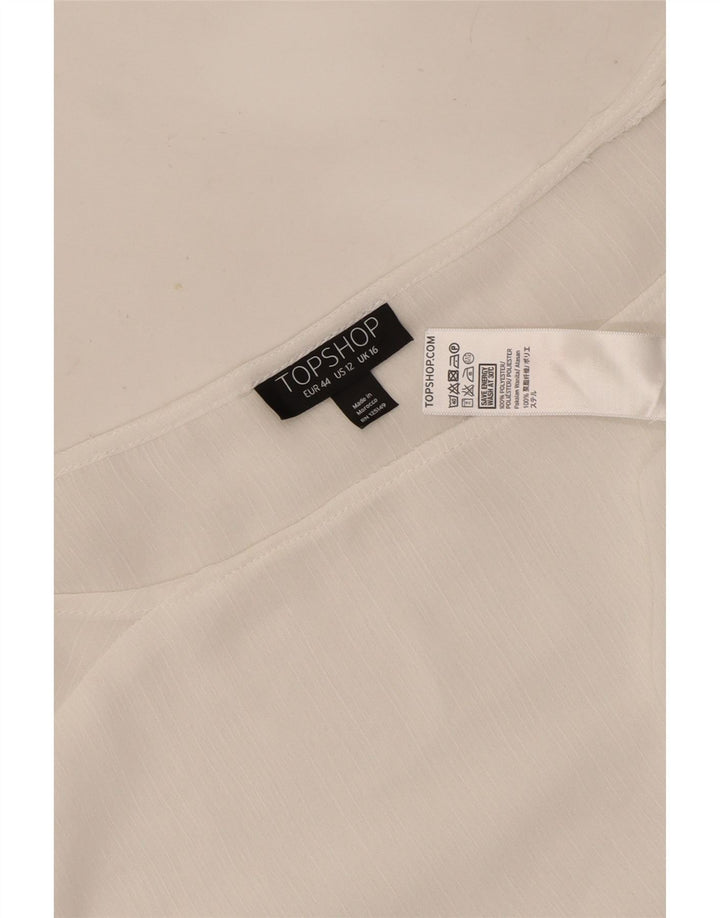 Topshop Camicetta a maniche lunghe da donna Top UK 16 Large Poliestere bianco