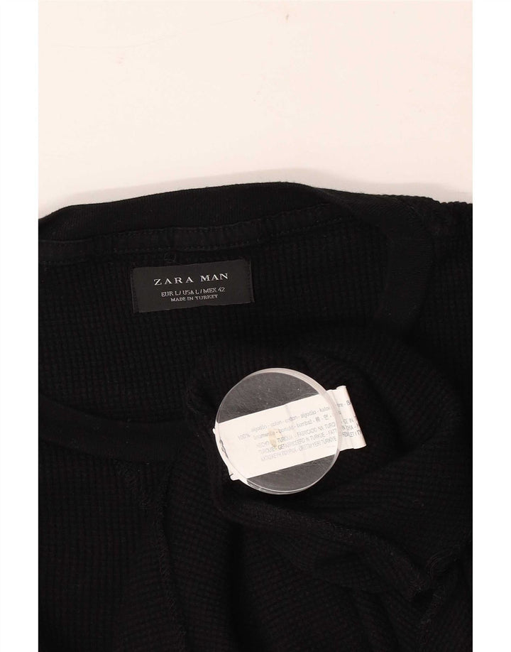 T-shirt Zara da uomo Top grande in cotone nero