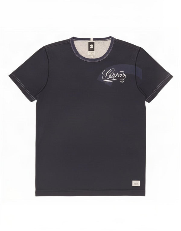 T-shirt grafica da uomo G-Star Top grande in cotone blu navy
