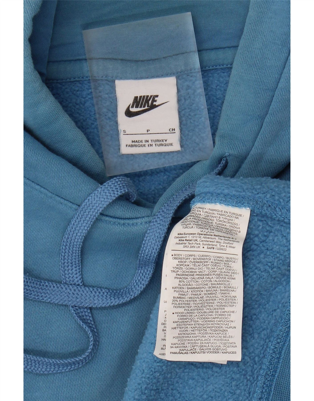 NIKE Mens Hoodie Jumper Small Blue Cotton