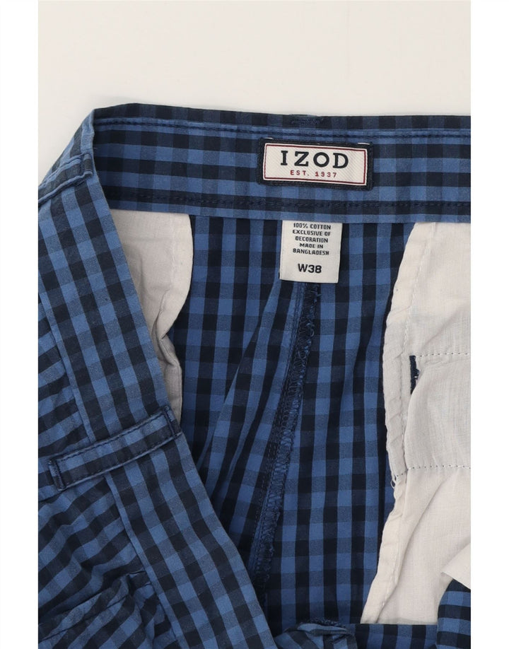 Pantaloncini chino da uomo IZOD W38 XL in cotone a quadretti blu