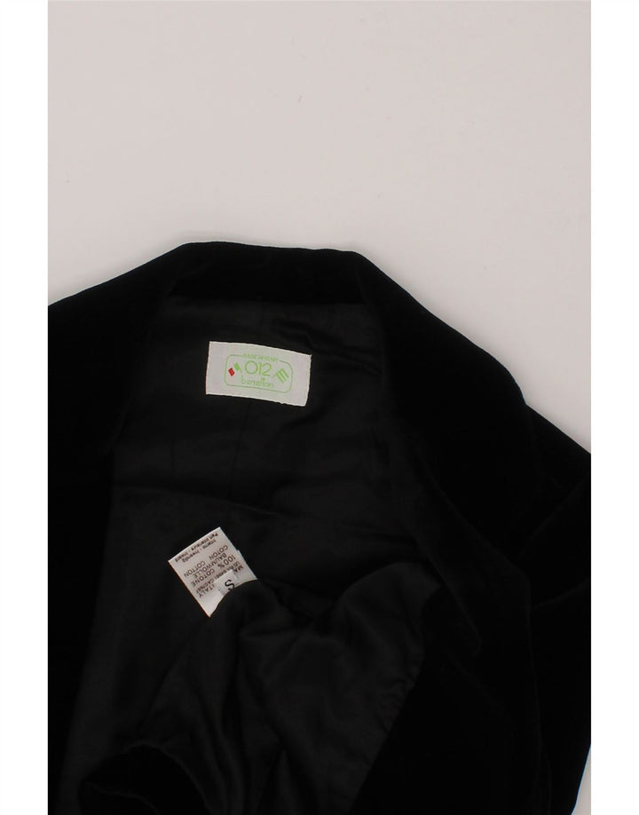 BENETTON Girls 1 Button Blazer Jacket 10-11 Years Small  Black Cotton Vintage Benetton and Second-Hand Benetton from Messina Hembry 