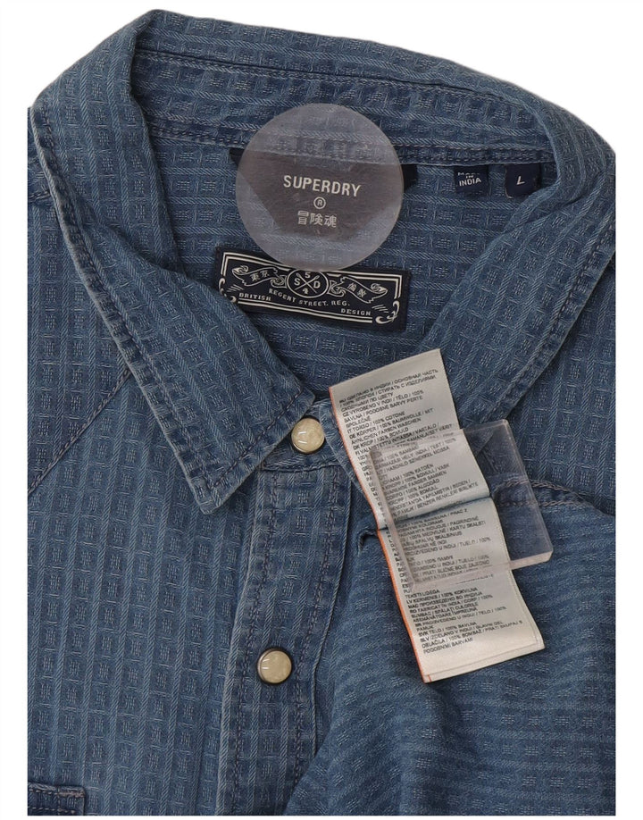 Camicia da uomo Superdry in cotone a quadri grandi blu