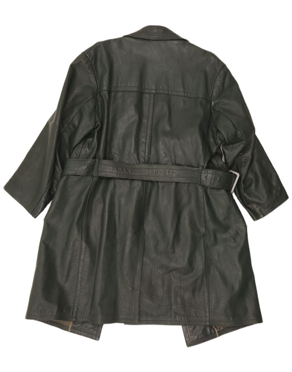 Cappotto in pelle vintage da donna UK 16 grande verde