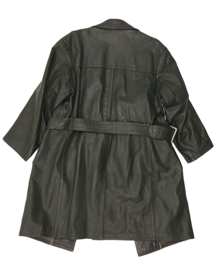 Cappotto in pelle vintage da donna UK 16 grande verde