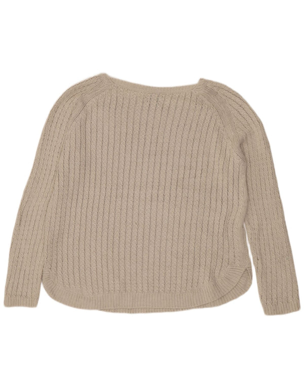 Maglione maglione da donna con scollo a barca Massimo Dutti UK 16 grande cotone beige