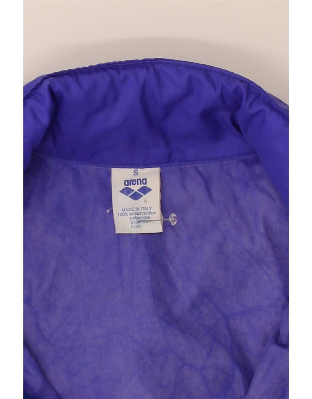 ARENA Mens Graphic Hooded Rain Jacket UK 36 Small Purple Polyamide Vintage Arena and Second-Hand Arena from Messina Hembry 