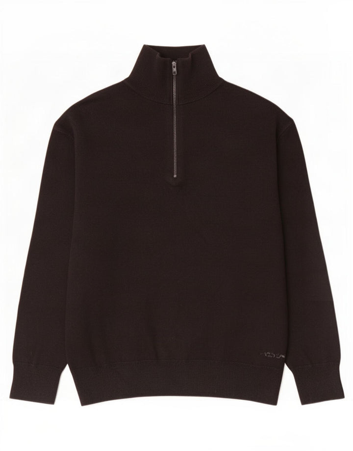 Maglione Zara da uomo con zip e collo in cotone nero medio