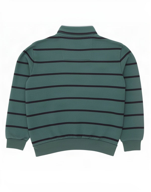 Crew Clothing Felpa da uomo con collo con zip Maglione grande cotone a righe verdi