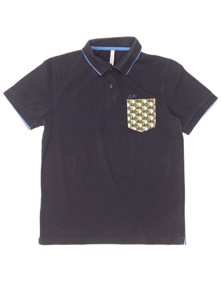 Polo da uomo Sun68 in cotone blu navy medio