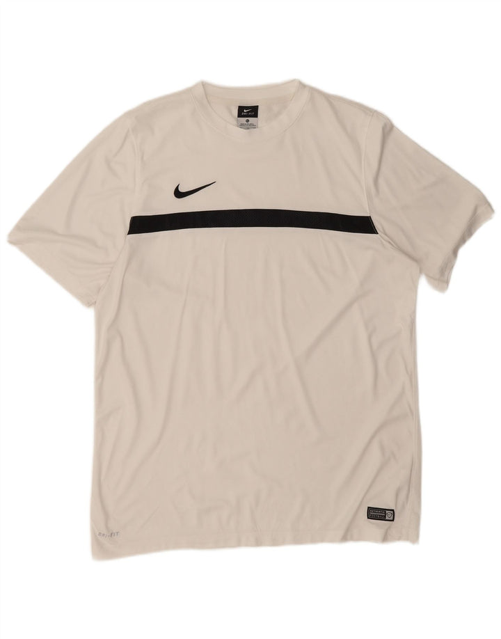 T-shirt da uomo Nike Dri Fit Top XL poliestere color block bianco