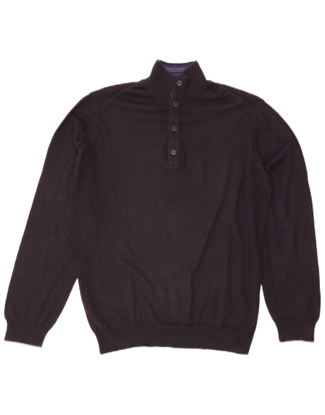 Maglione Uomo Trussardi Jeans con Collo a Bottoni Blu Navy Medio