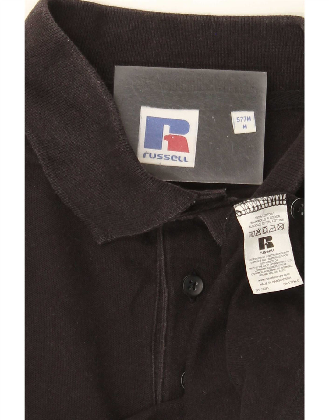 Polo da uomo Russell Athletic in cotone nero medio